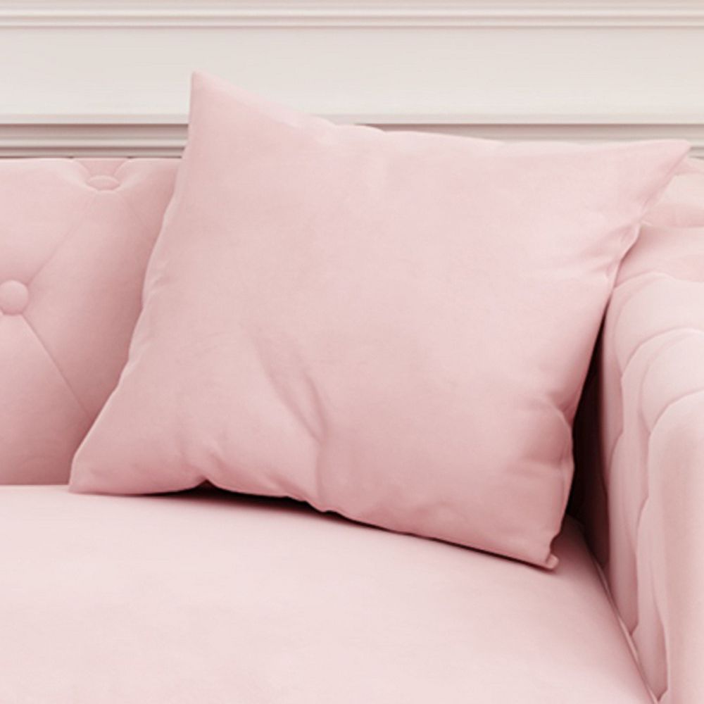 Pink Velvet Triple Sofa with 2 Pillows K491490