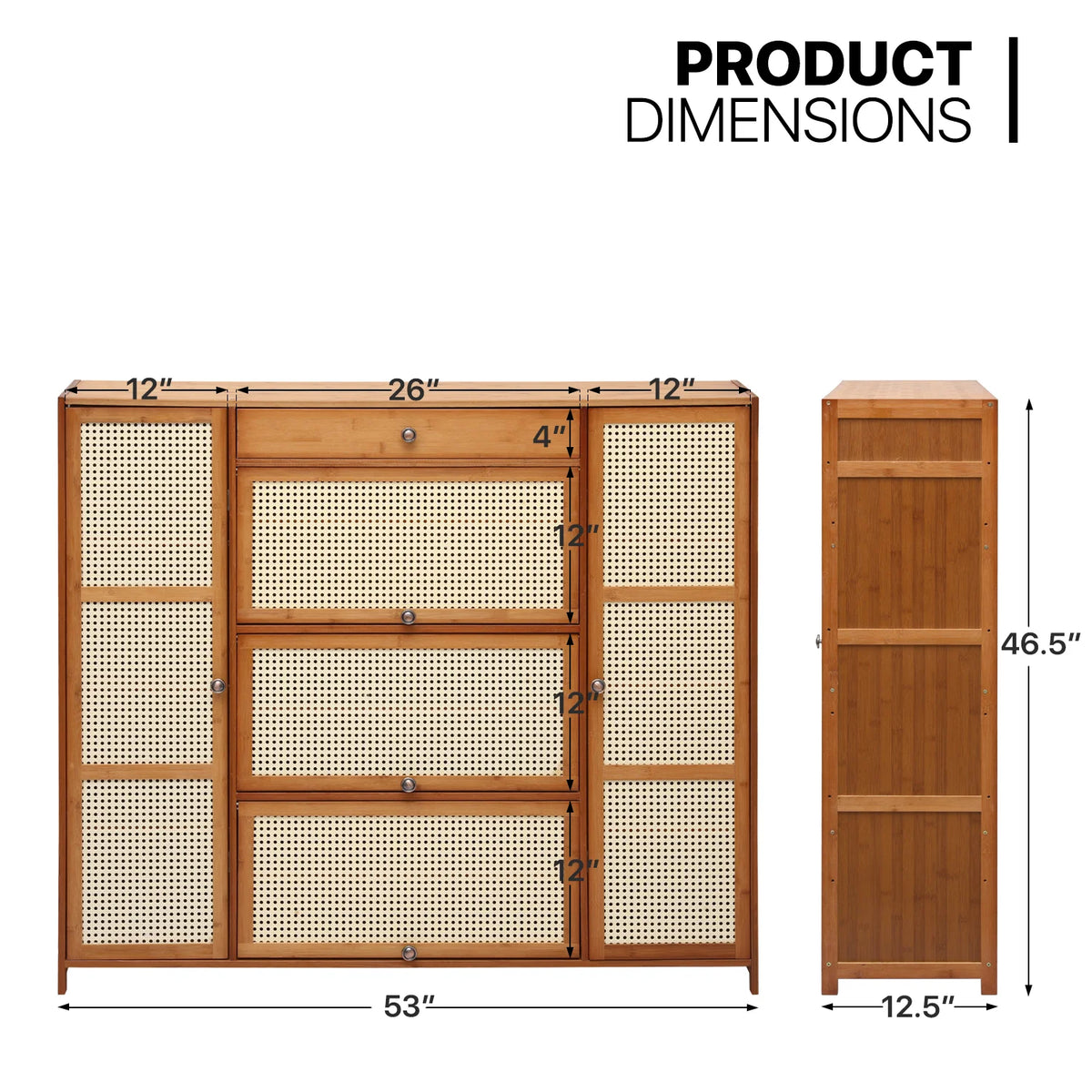 6-Tiers Rattan Shoe Storage Cabinet with Drawer, 32 Pairs, 8 Boots Compartments, Brown Q658177