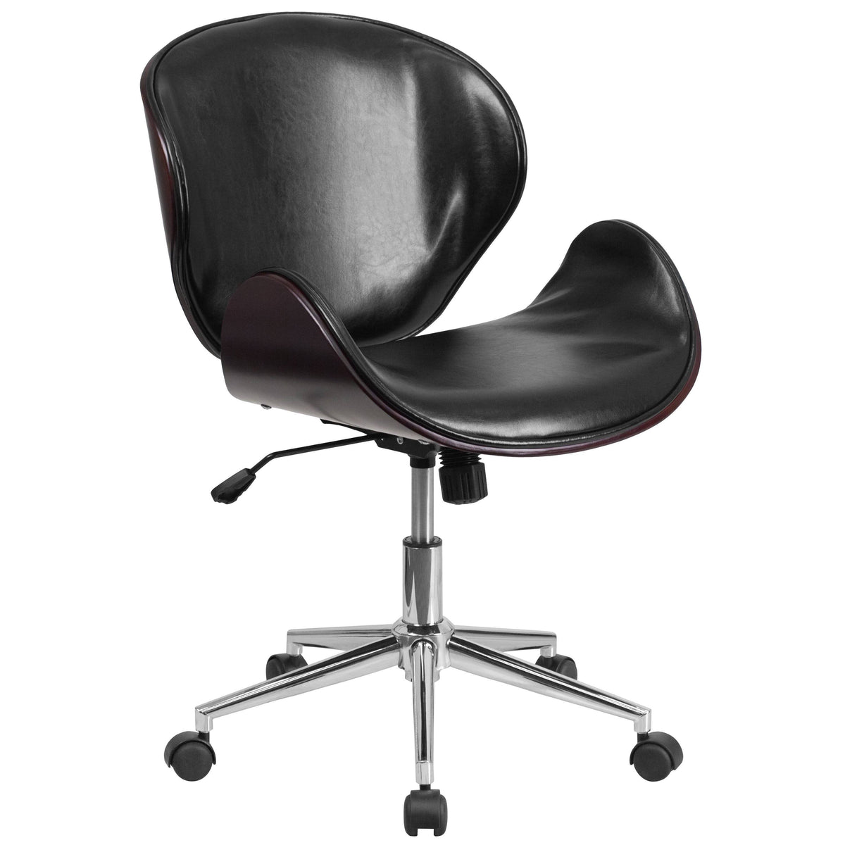 Black Leather Mid-Back Office Chair J324488