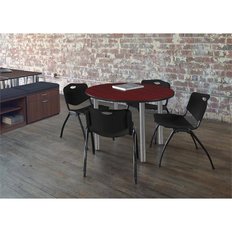 48x22 Square Breakroom Table with 4 Stack Chairs D530804