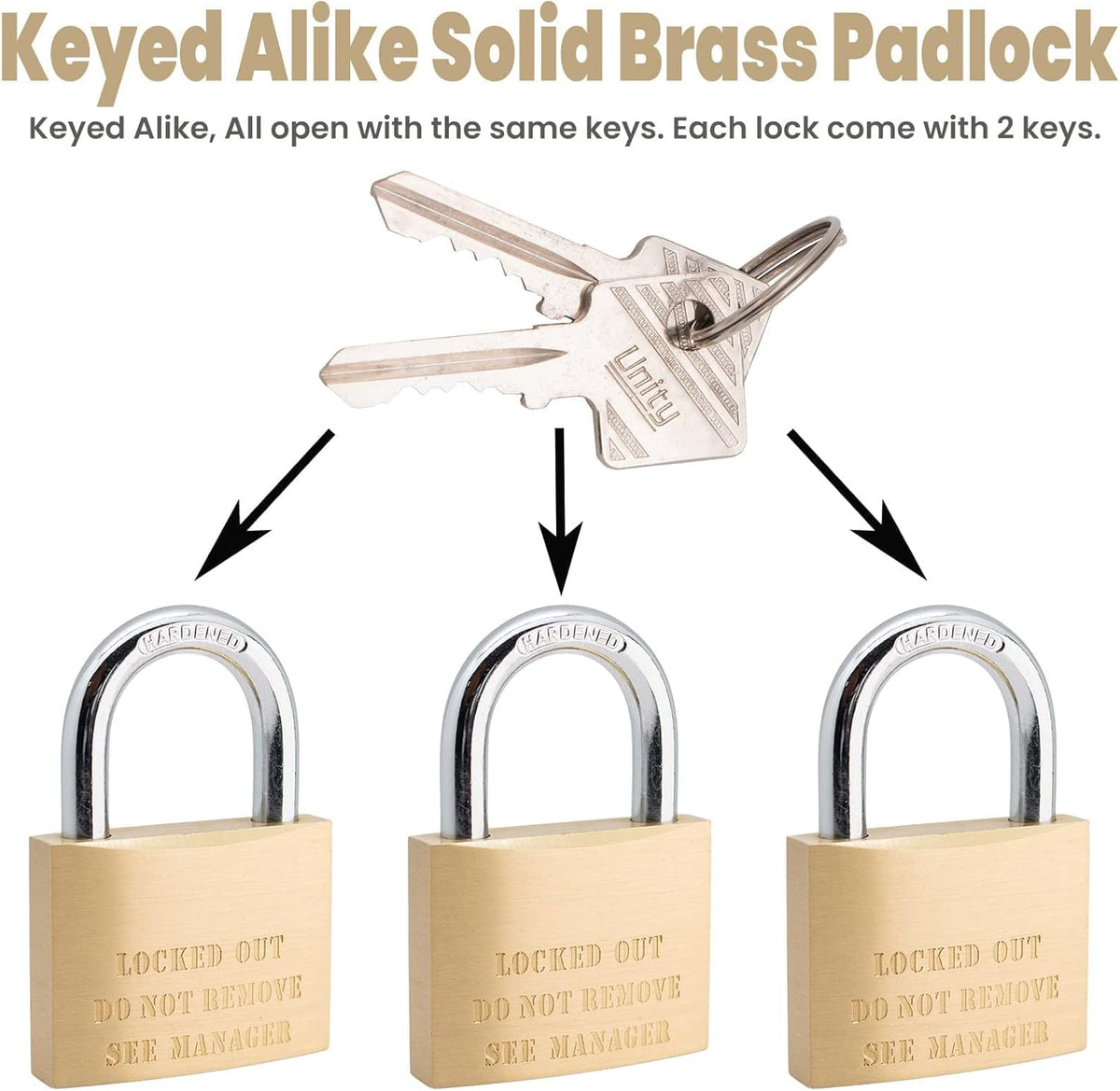 Solid Brass Padlock 50mm Keyed Alike Pack of 2 L676347