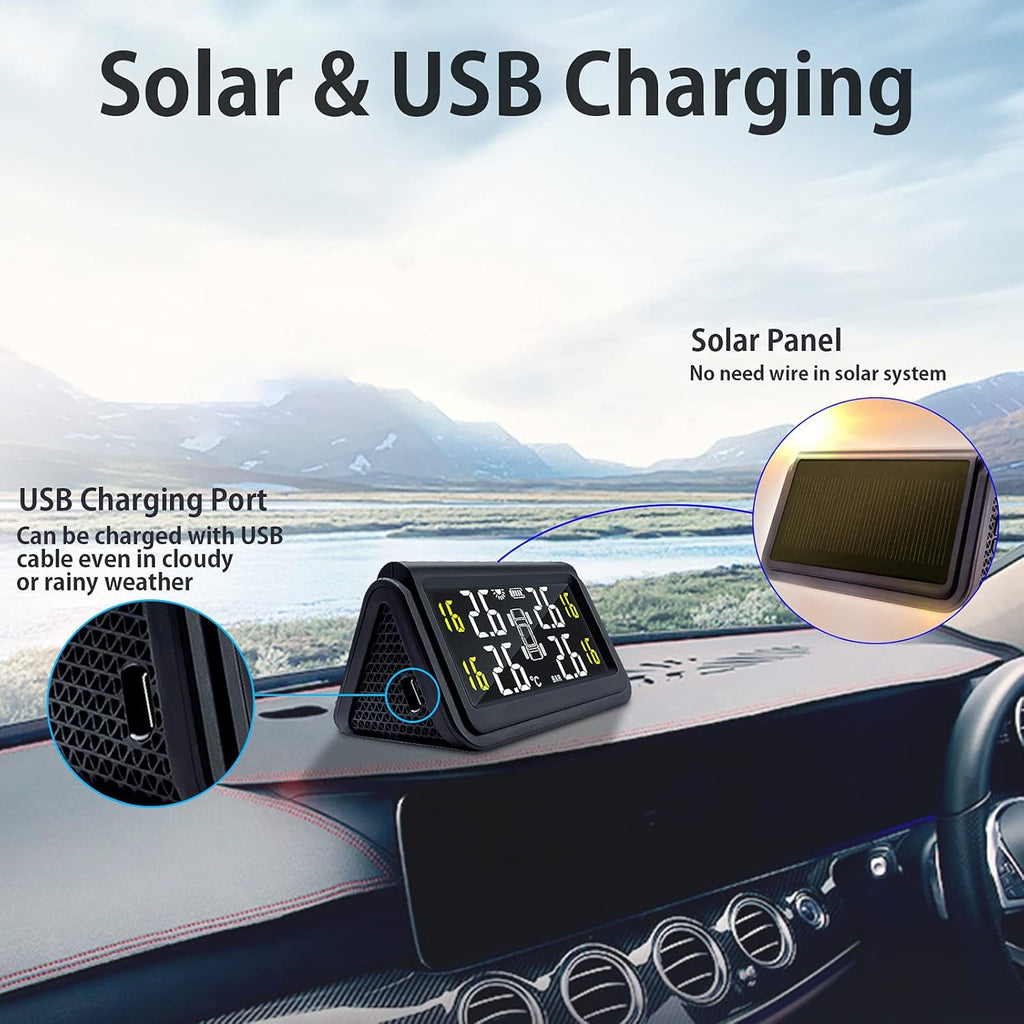 Tire Pressure Monitoring System with 4 IP67 Waterproof External Sensors W8336