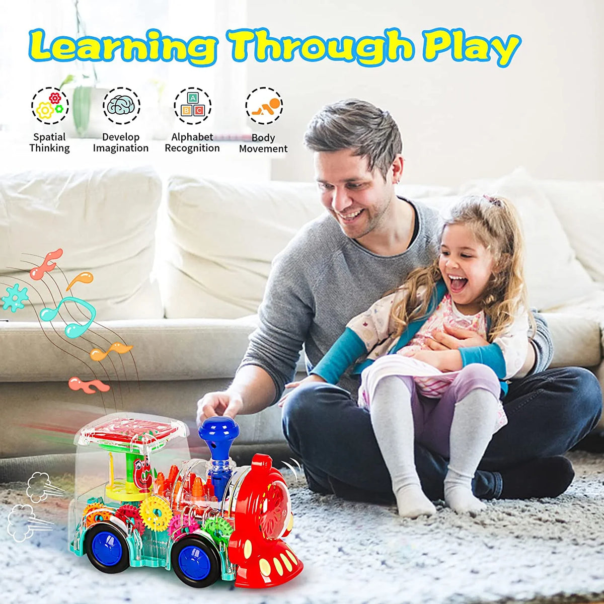 Battery-Powered Baby Train Toy with Light and Music F2588