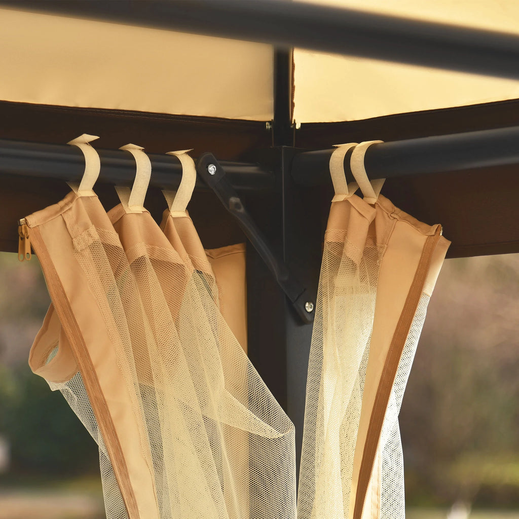 8.9 Ft. W x 5.9 Ft. D Outdoor Gazebo with Convertible Swing Bench, Double Roof Soft Canopy with Mosquito Netting C3609