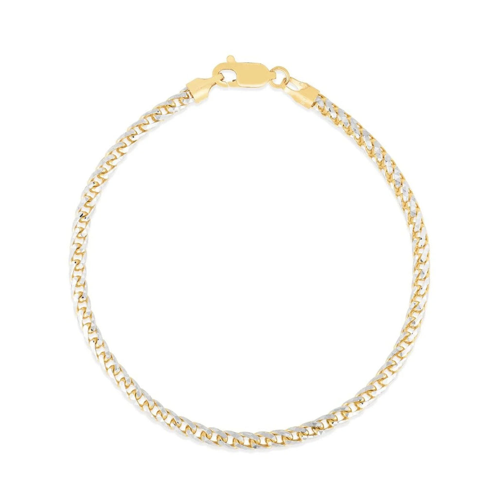 14K Two Tone Gold Pave Franco Chain Bracelet 8 Inches S88944