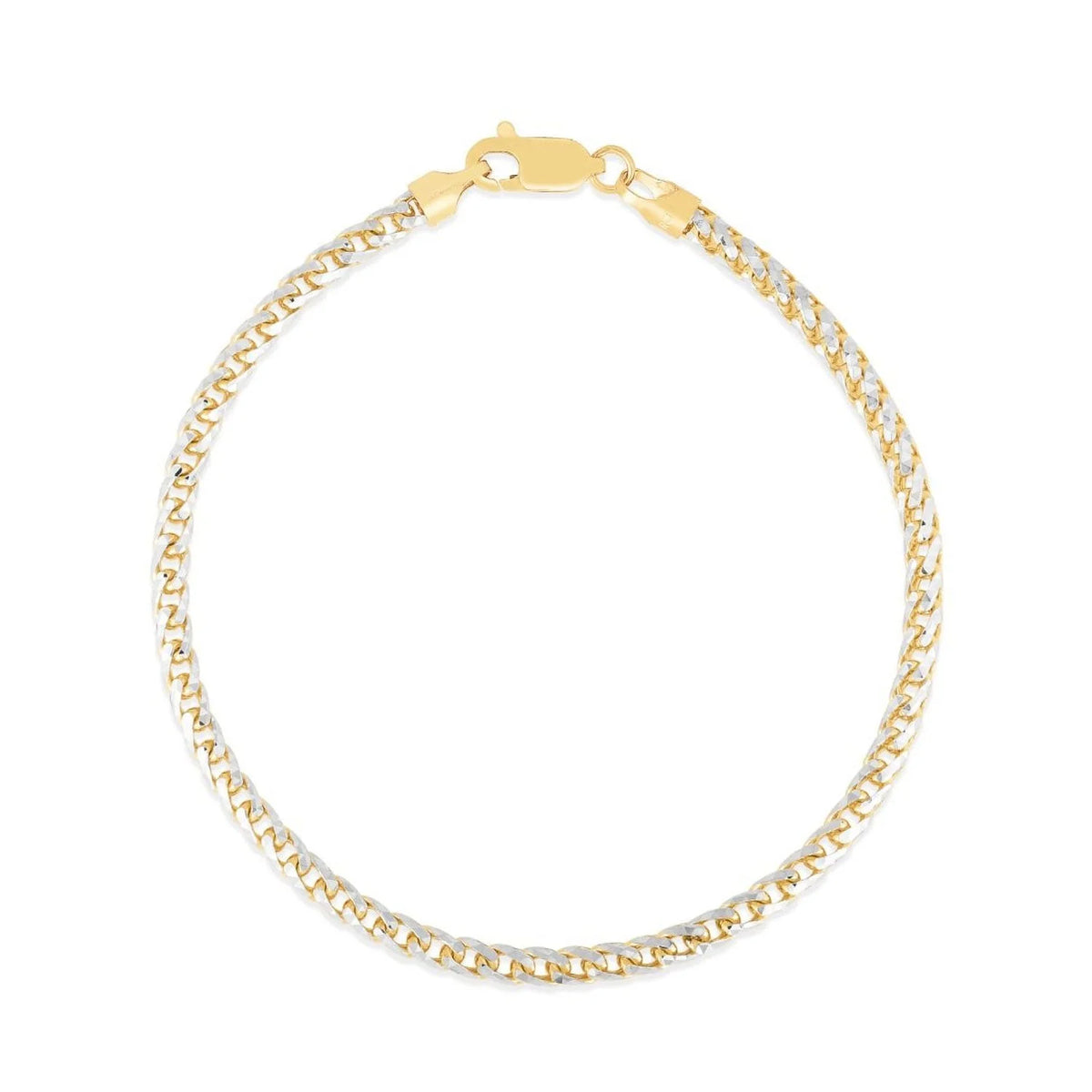 14K Two Tone Gold Pave Franco Chain Bracelet 8 Inches S88944