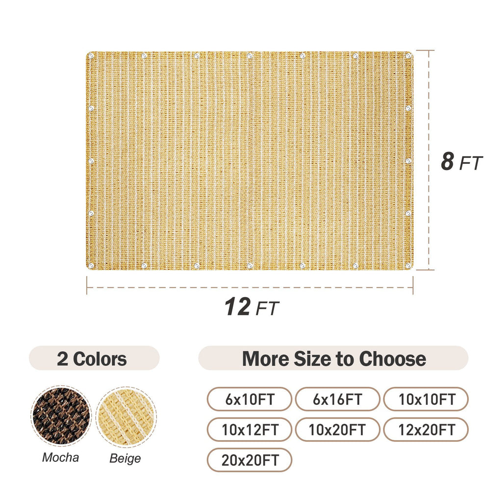 Beige 8x12ft Sunblock Shade Cloth J2516