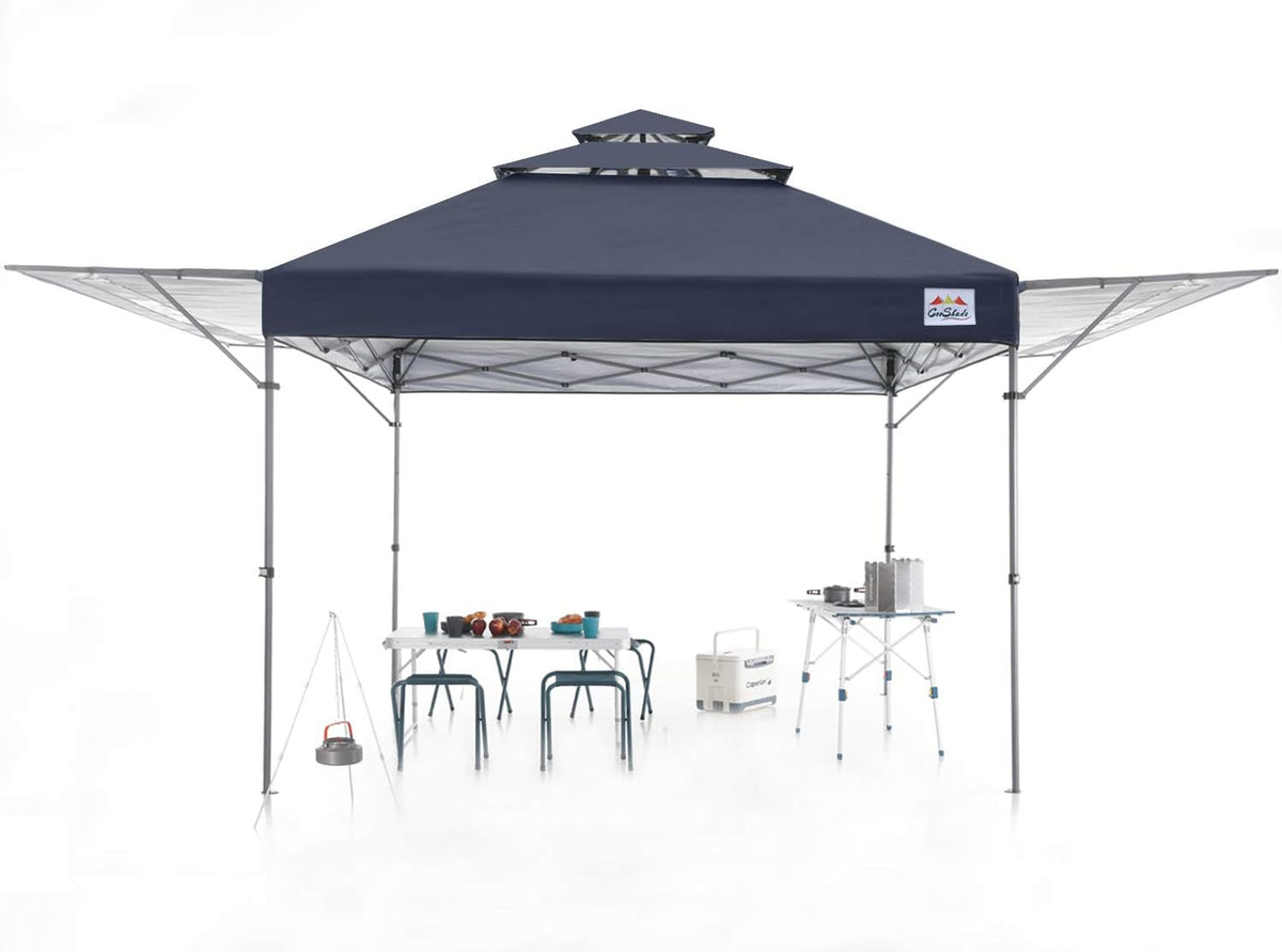 10x17 Instant Pop Up Canopy Tent with Ventilation and Adjustable Dual Half Awnings Black U22981