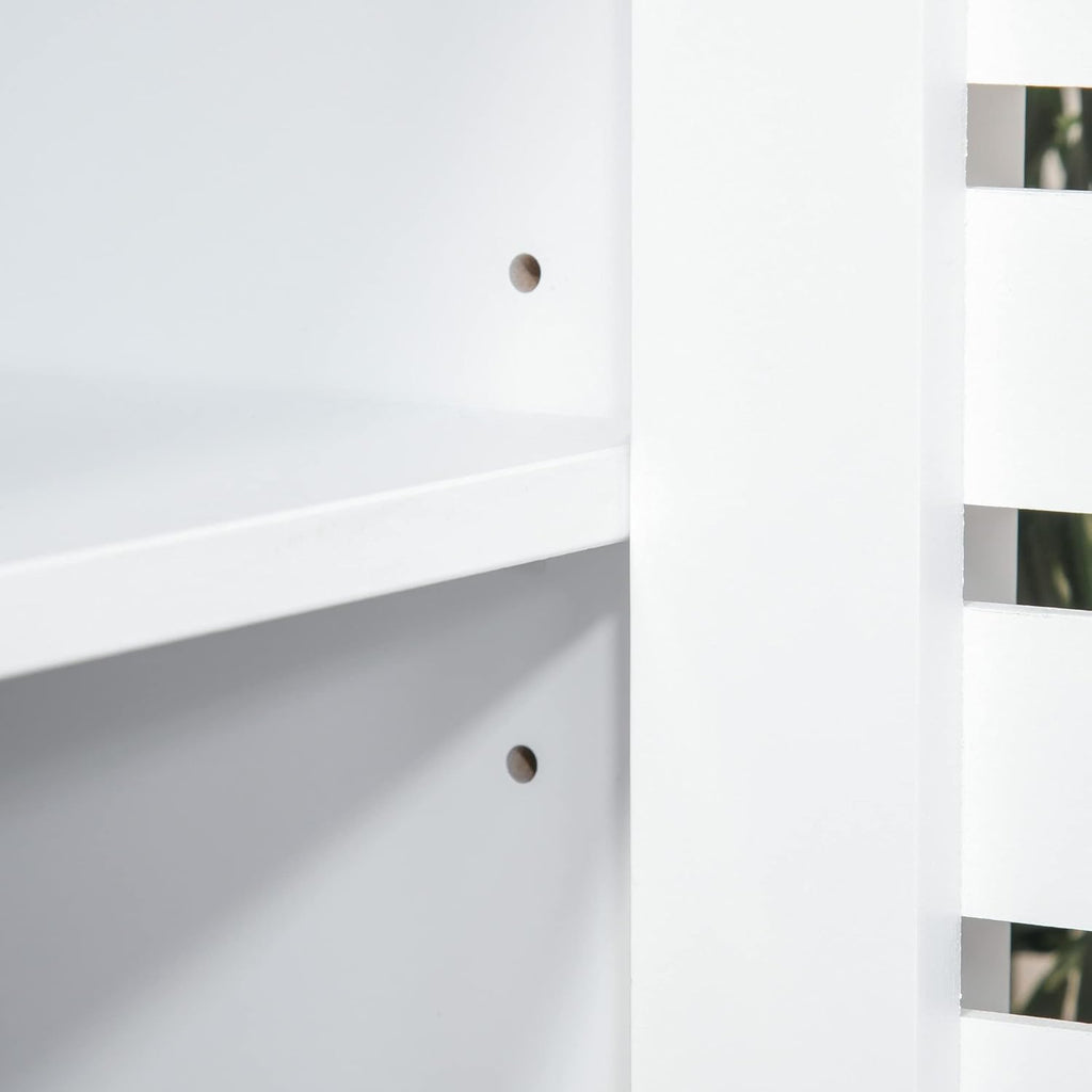 White Buffet Sideboard Storage Cabinet with Slat Double Doors Y58751