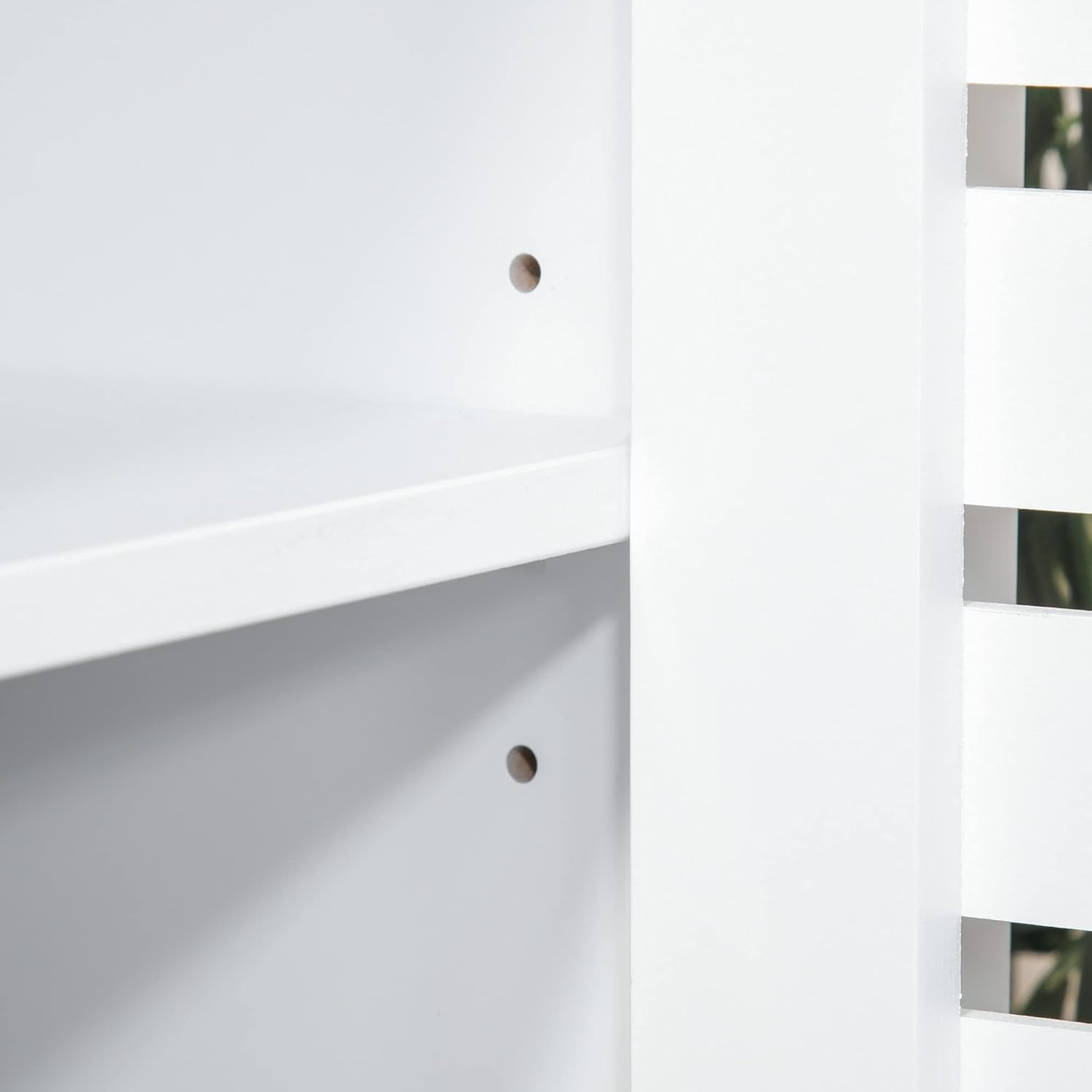 White Buffet Sideboard Storage Cabinet with Slat Double Doors Y58751
