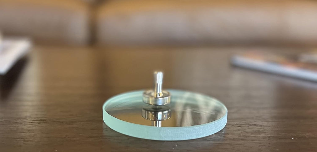 Metal Spinning Top Starter Set with Stainless Steel Top and 3.93" Double Concave Fused Silica Glass Lens, Pack of 2 U29083