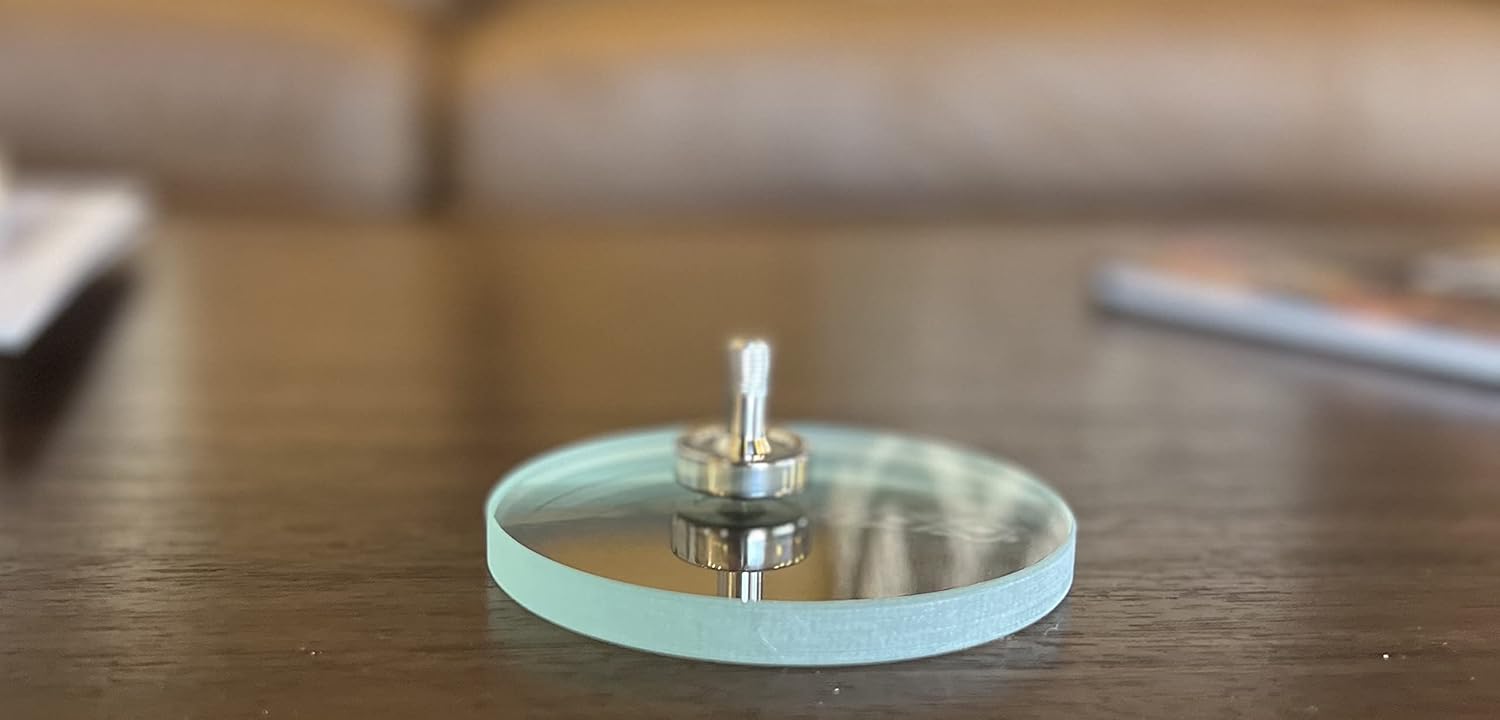 Metal Spinning Top Starter Set with Stainless Steel Top and 3.93" Double Concave Fused Silica Glass Lens, Pack of 2 U29083