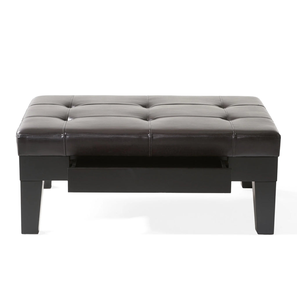 Dark Espresso Bonded Leather Storage Ottoman C231997