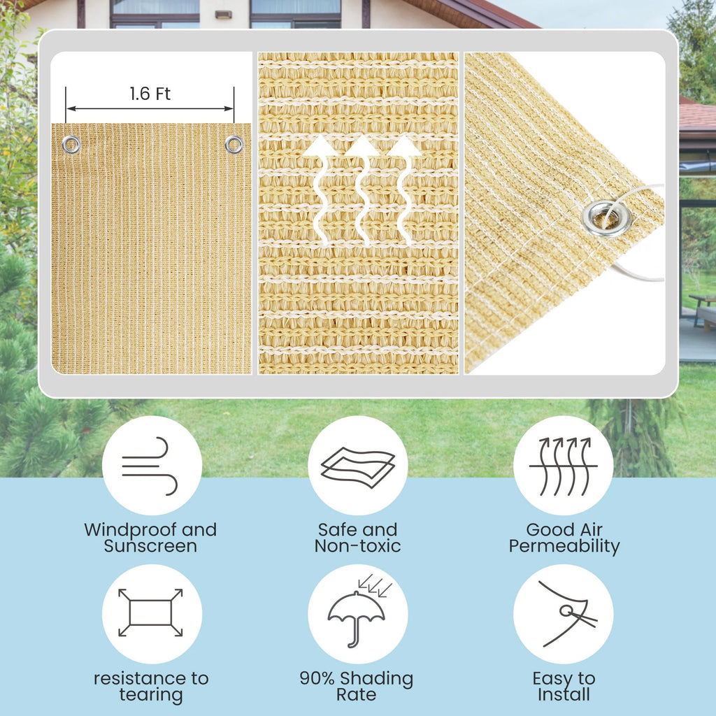 Beige 8x12ft Sunblock Shade Cloth J2516
