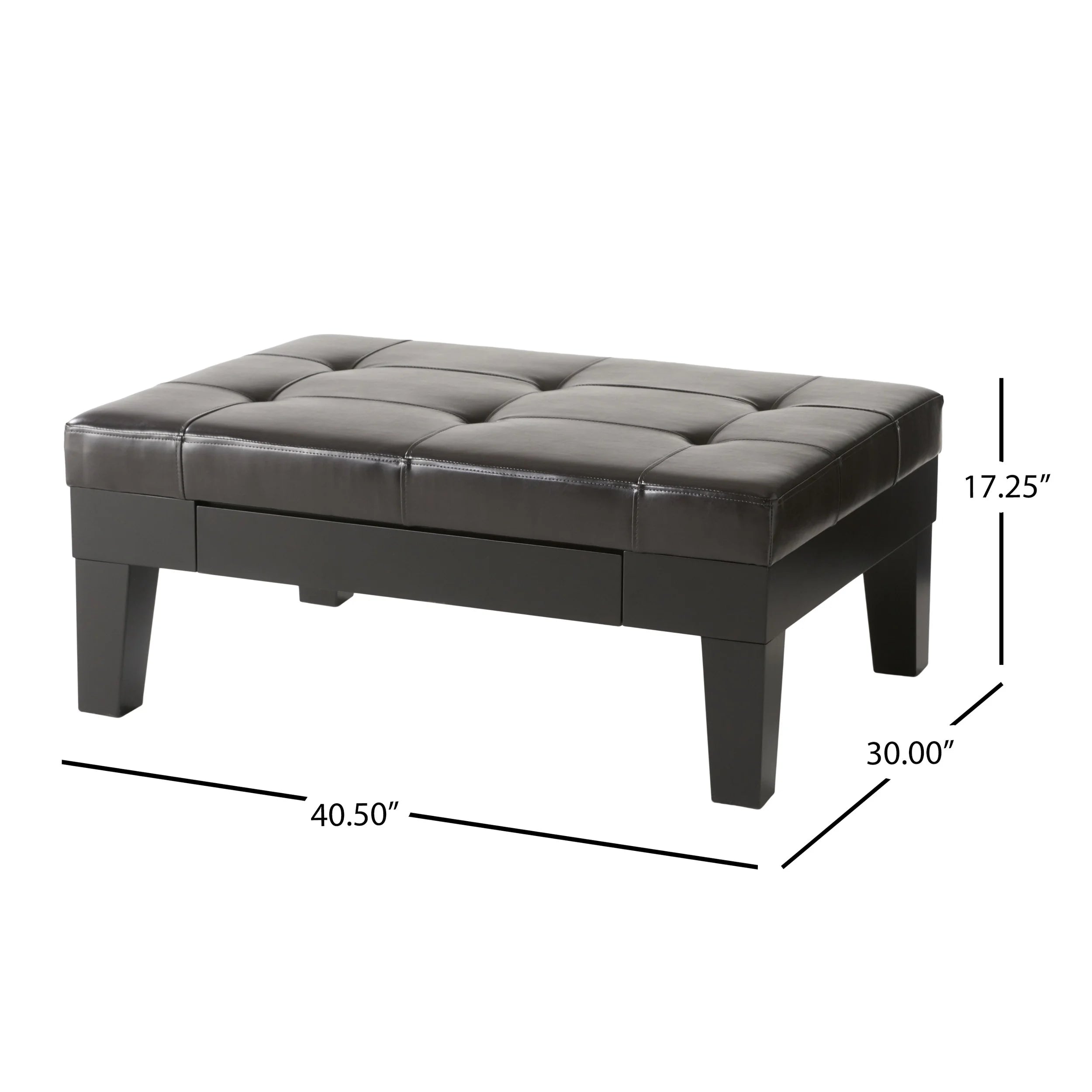 Dark Espresso Bonded Leather Storage Ottoman C231997