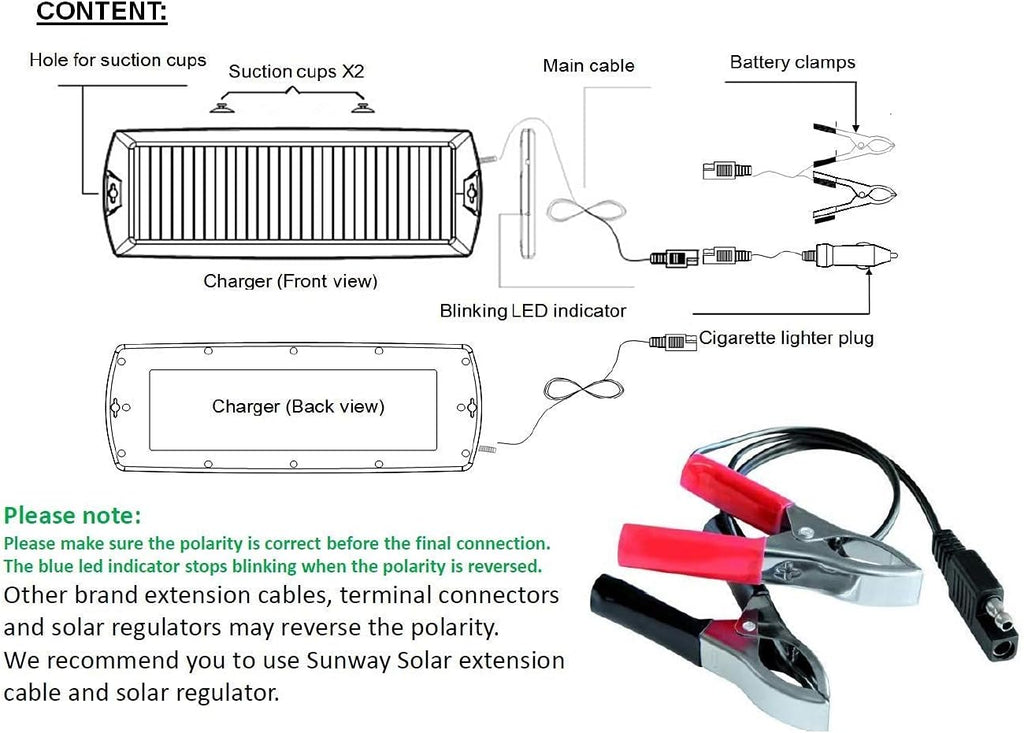 5W 12V Solar Car Battery Trickle Charger Maintainer T220