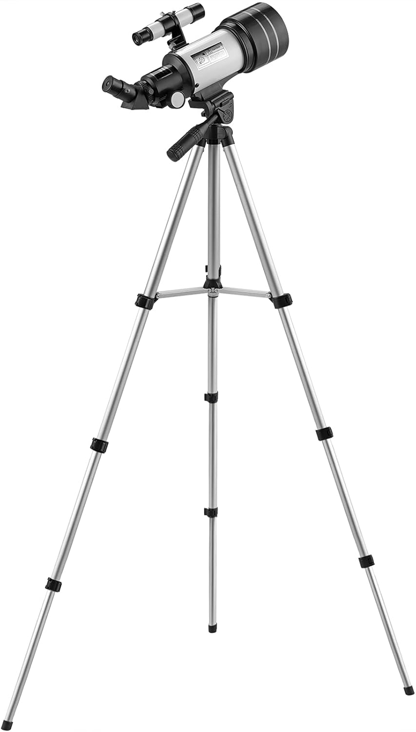 70mm Aperture 300mm Focal Length Refractor Telescope with Adjustable Tripod Stand E967