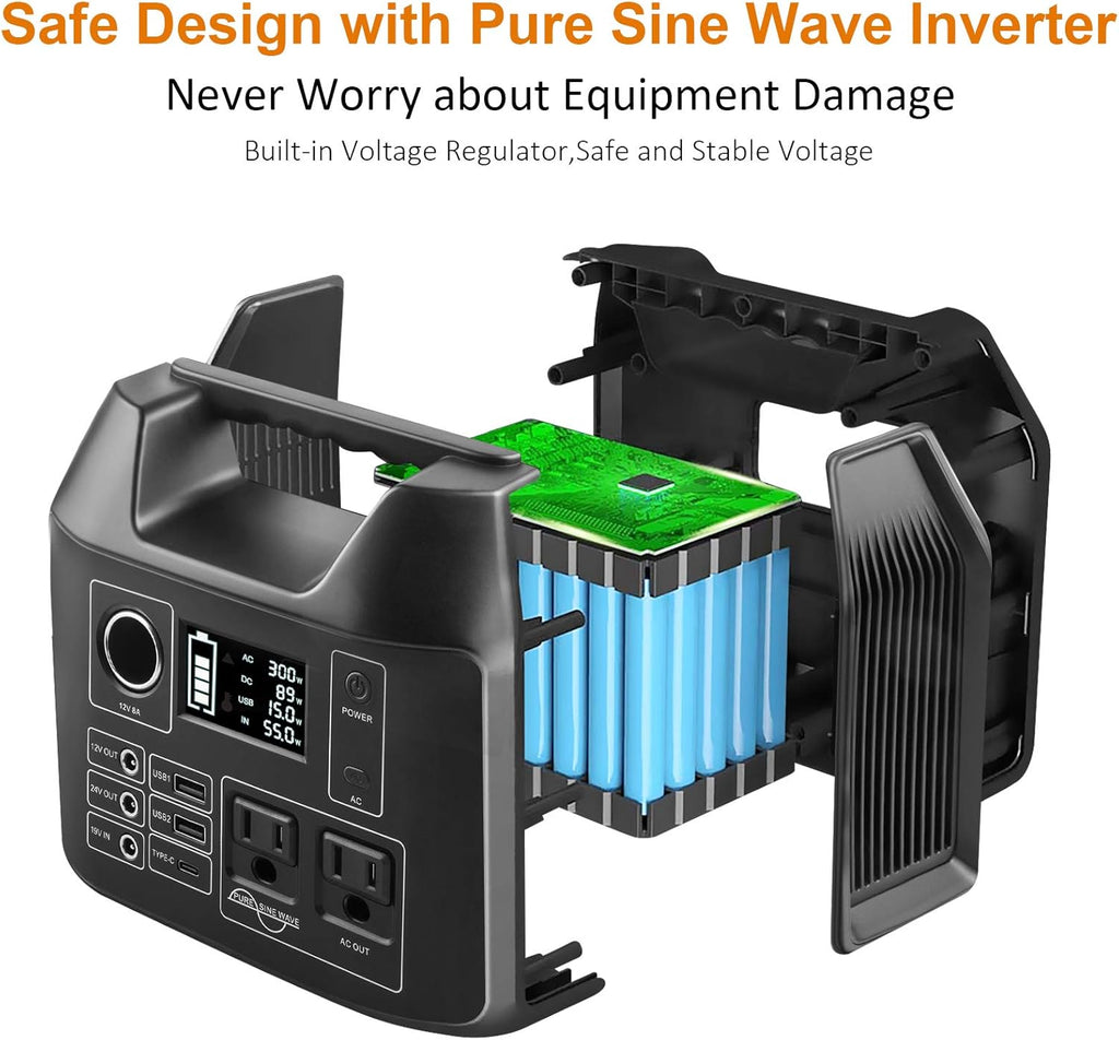 300W Portable Power Station 298Wh Lithium Battery with 8 Outputs P85671