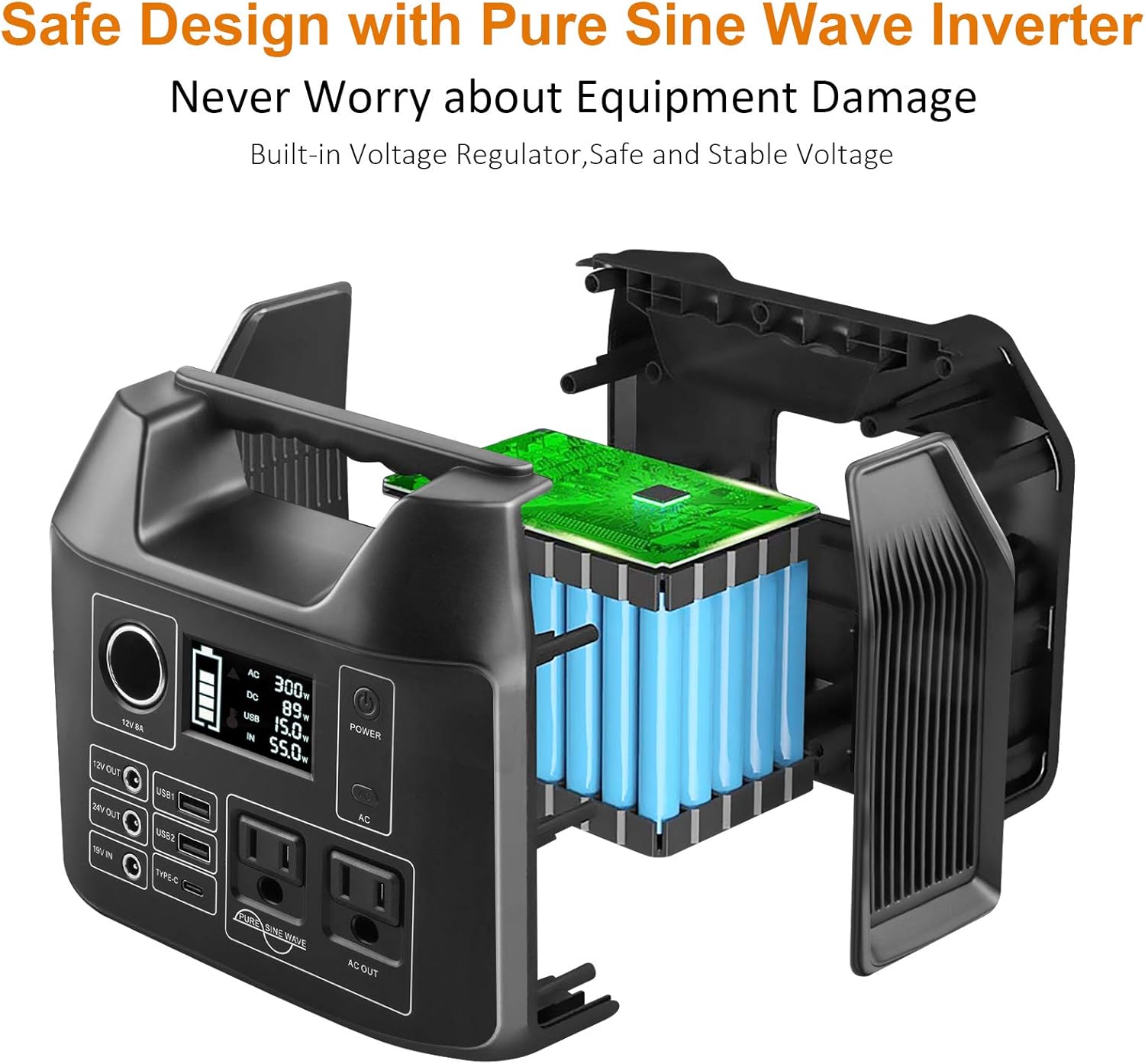 300W Portable Power Station 298Wh Lithium Battery with 8 Outputs P85671