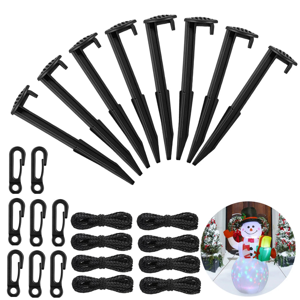 8 Sets Heavy Duty Tent Stakes Replacement Black Gardening Pegs J28041