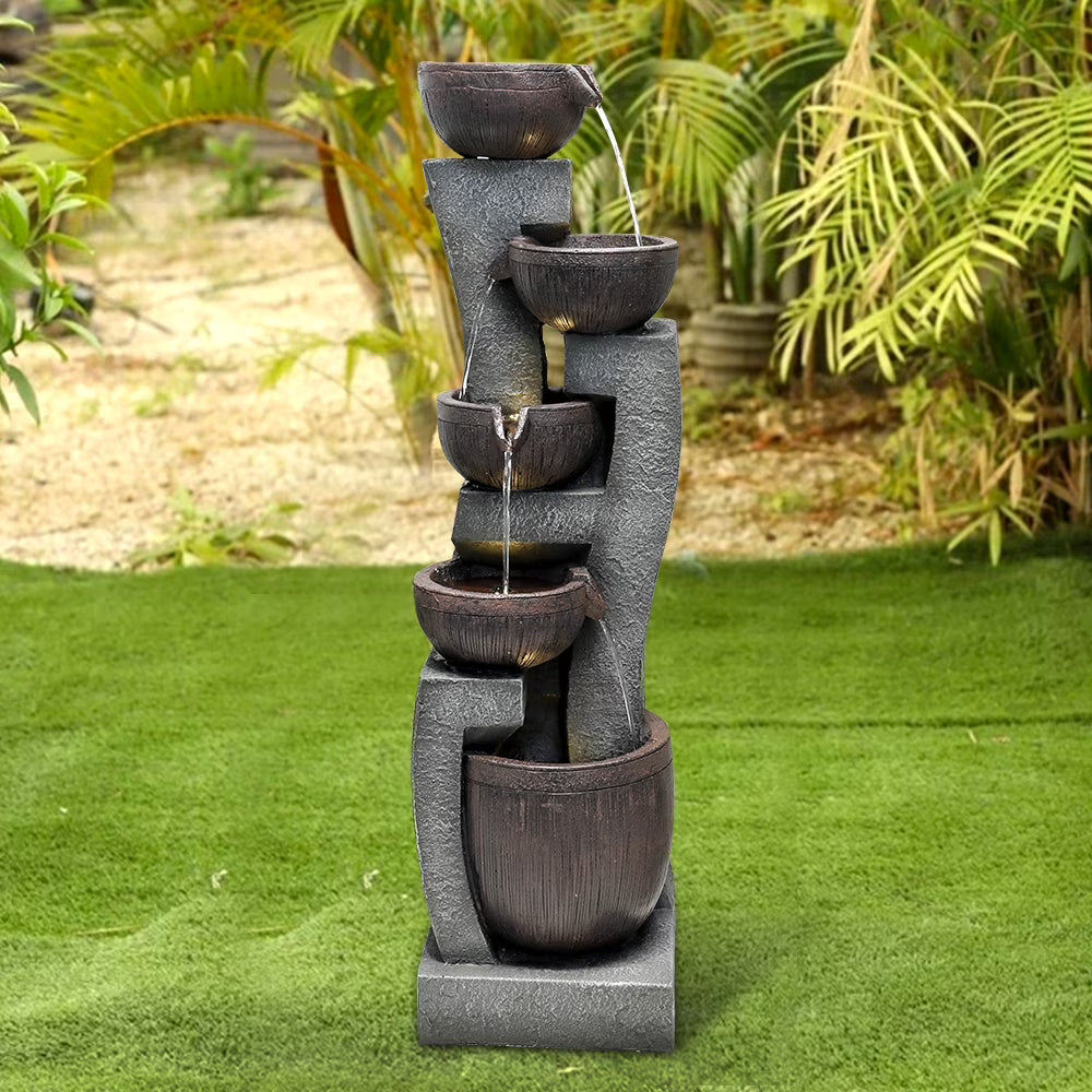 43.7-inch H Outdoor Garden Water Fountain with LED Lights H1258