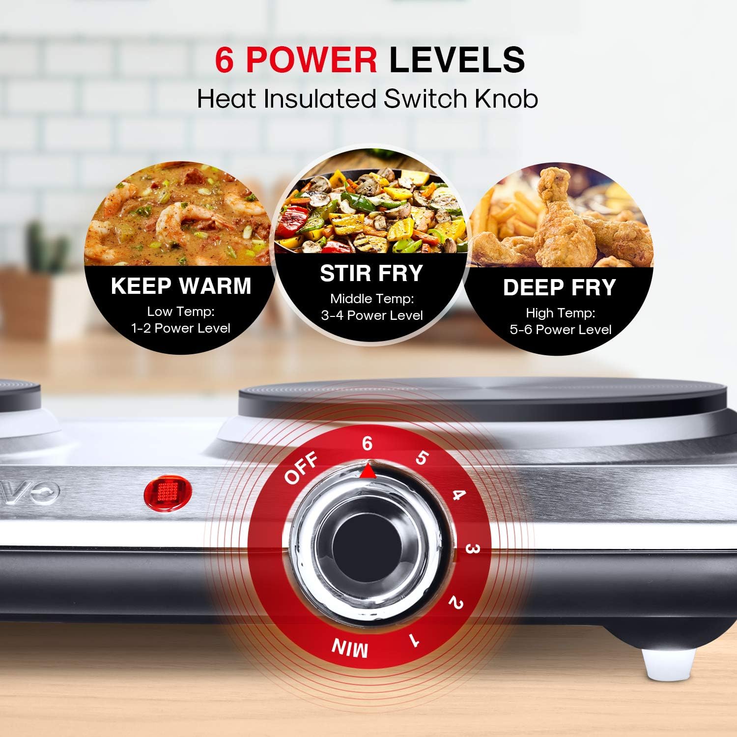 1800W Stainless Steel Electric Double Burner Hot Plate S388334