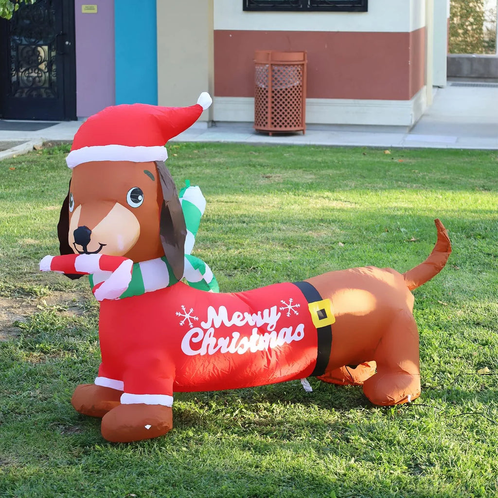 5.3 FT Christmas Inflatables Dachshund Dog with LED Lights F99656
