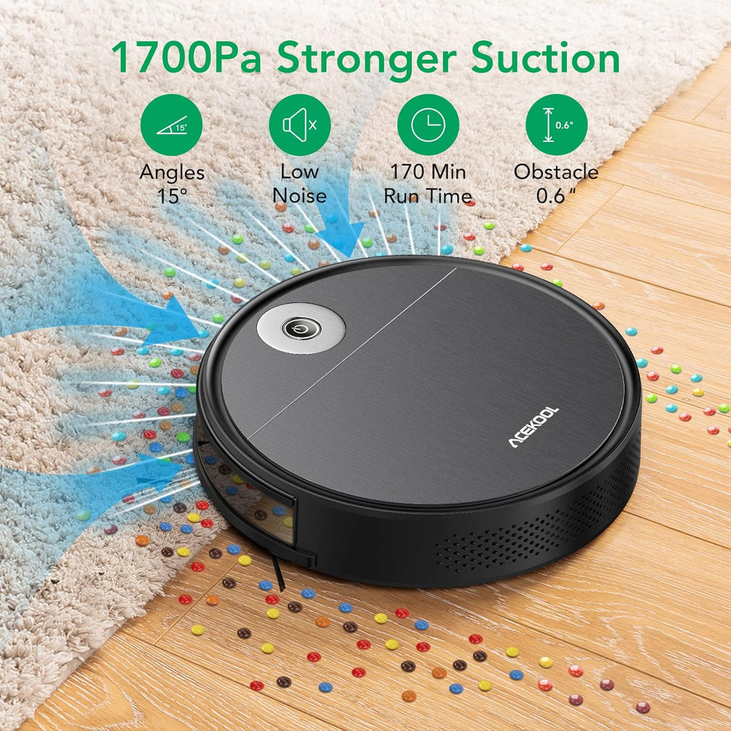 Robot Vacuum Cleaner, 1700pa Suction, 170min Runtime T1512