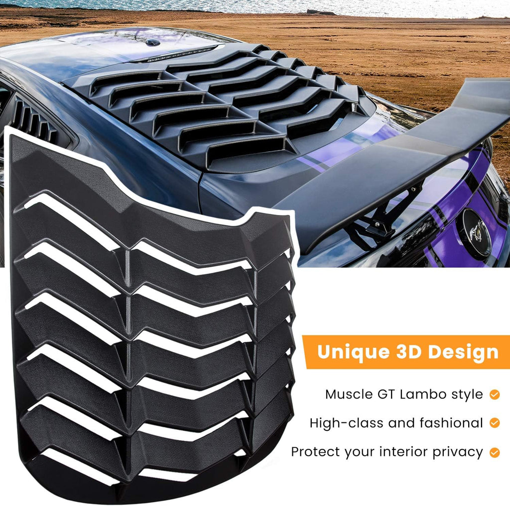 Rear Window Louver Sun Shade Cover Matte Black ABS L240831