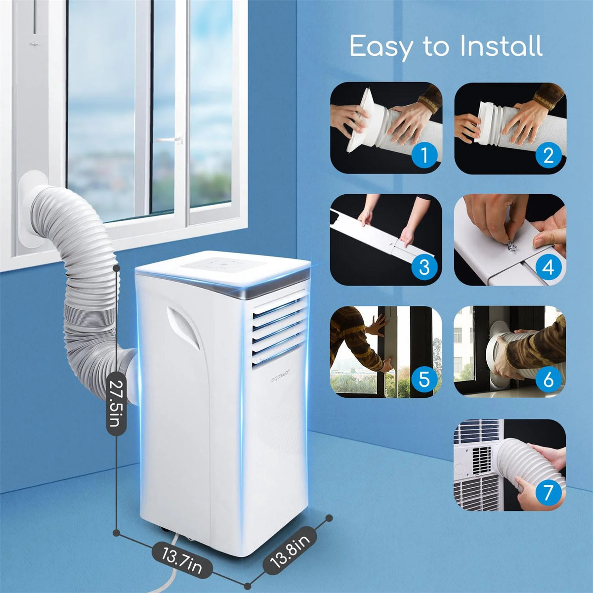 10000 BTU 3-in-1 Portable Air Conditioner with Remote Control and Window Kit Z473