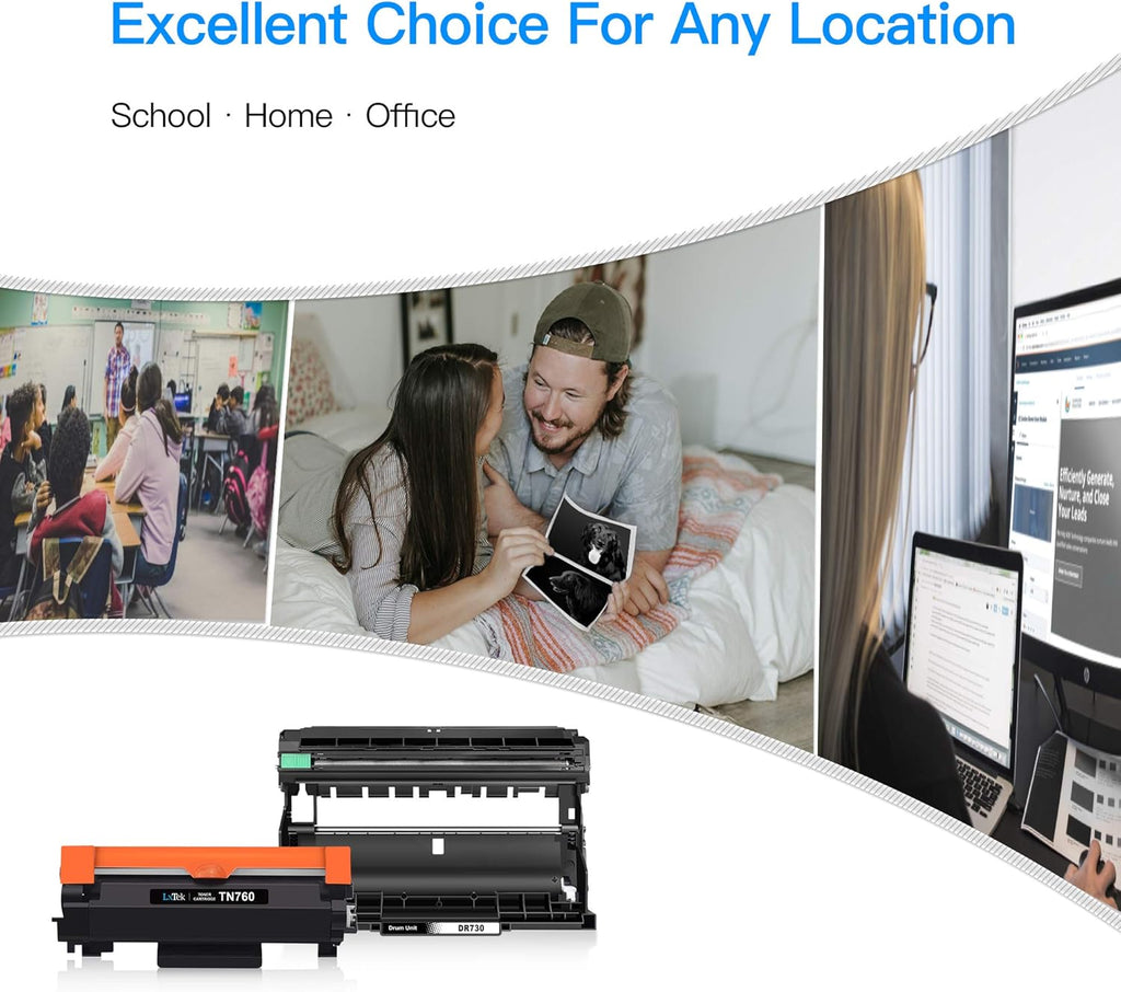Compatible Toner Cartridge and Drum Unit Replacements for Brother Printer (2 Toner Cartridges, 1 Drum Unit, 3 Pack) W438642
