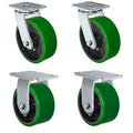 8 x 3 Heavy Duty Caster with Green Polyurethane on Steel Wheel I9315