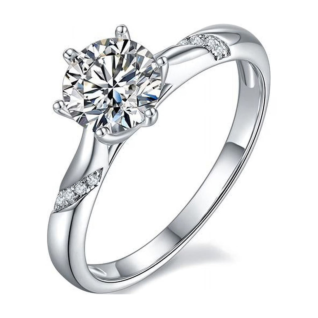 18K White Gold Plated Moissanite Engagement Ring T7951
