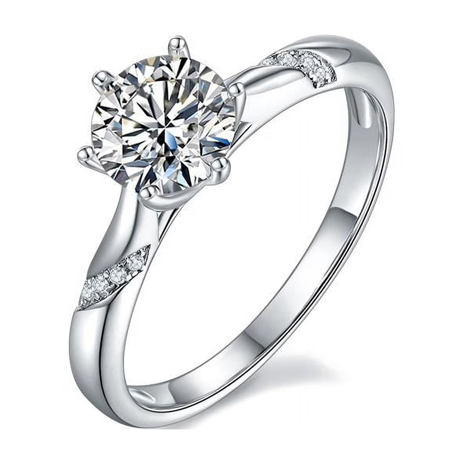 18K White Gold Plated Moissanite Engagement Ring T7951