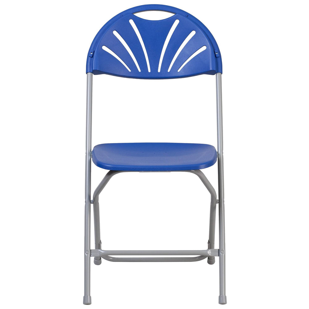 2 Pack Blue Plastic Fan Back Folding Chair C961117