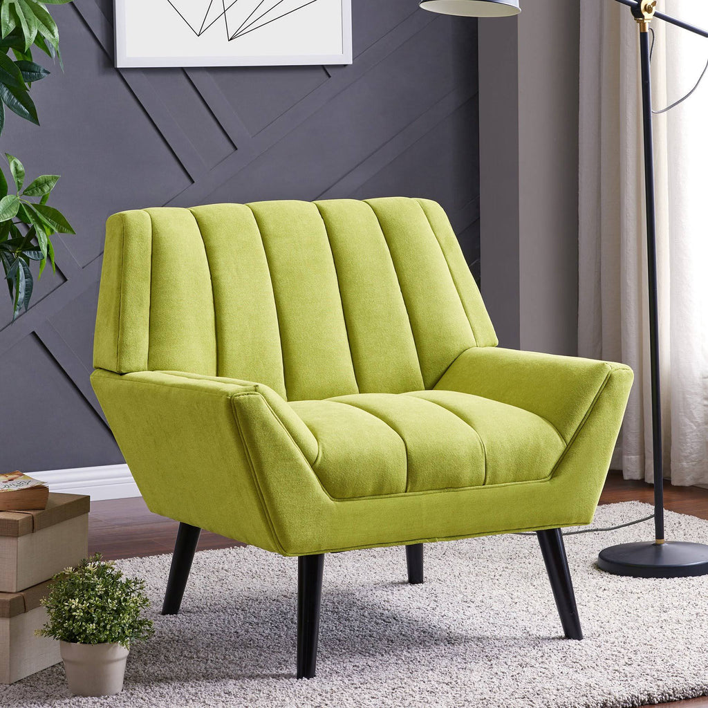 Turquoise Blue Velvet Channel Tufted Armchair Q639867