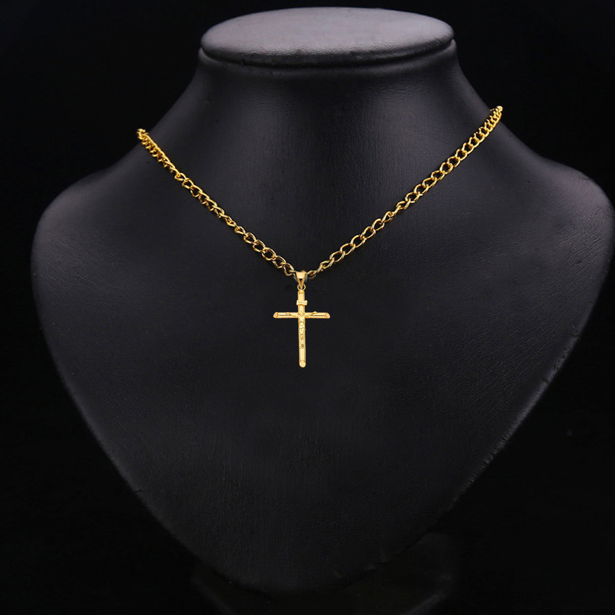 14K Yellow Gold Crucifix Charm Pendant 35 x 23 MM 1.3 grams T863