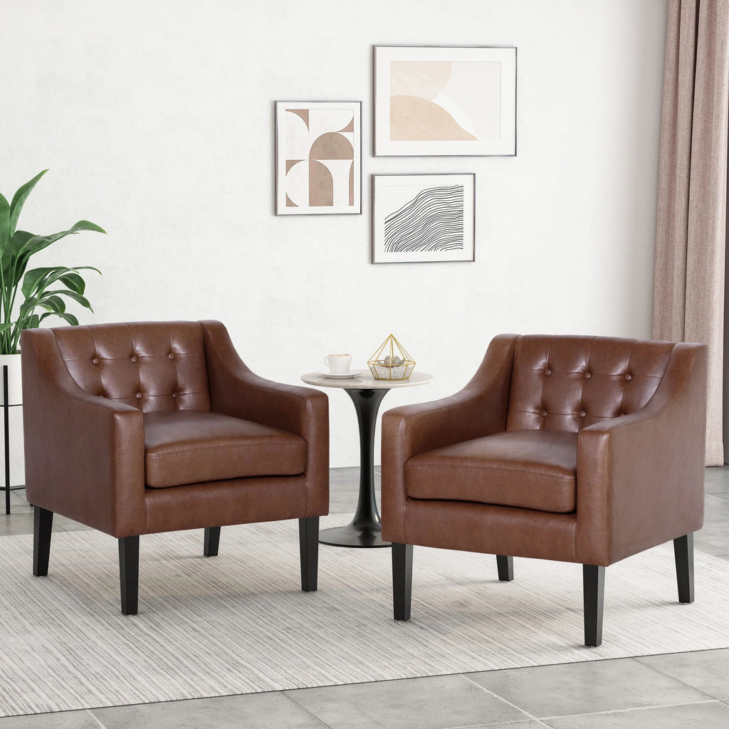 Dark Brown Faux Leather Club Chair R8962