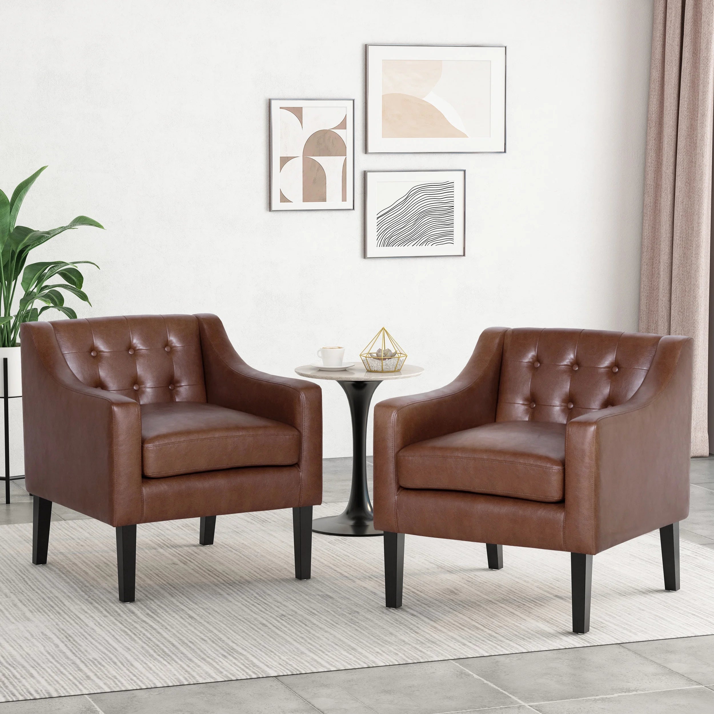 Dark Brown Faux Leather Club Chair R8962