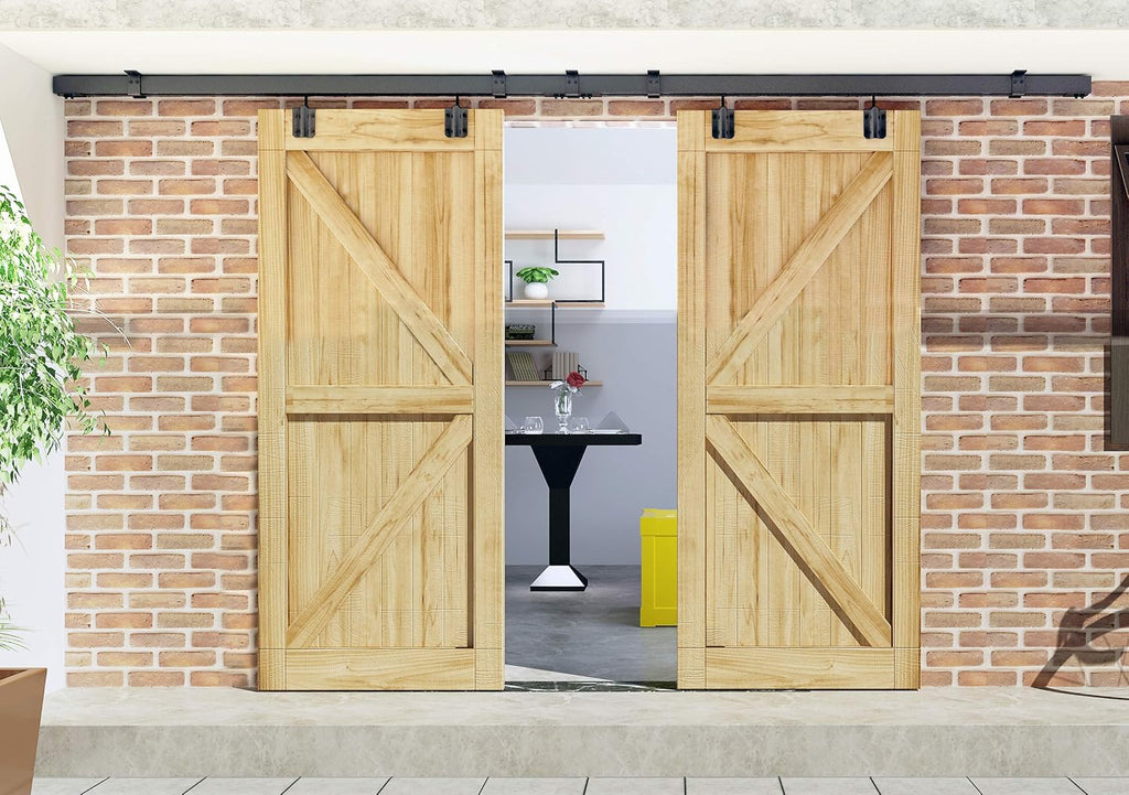 8FT Double Sliding Barn Door Hardware Kit W433