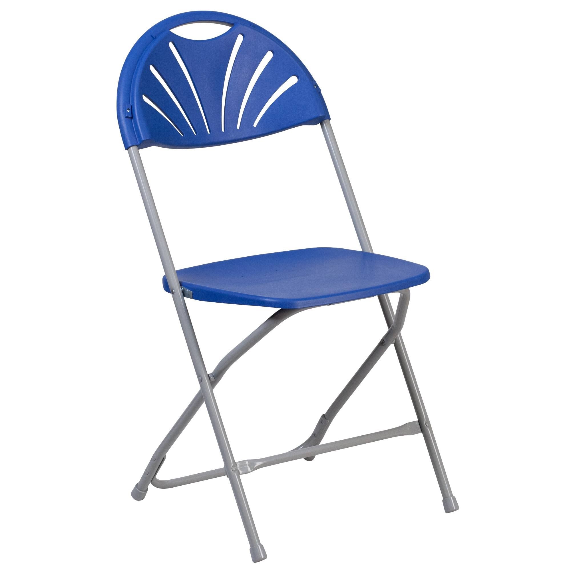 2 Pack Blue Plastic Fan Back Folding Chair C961117