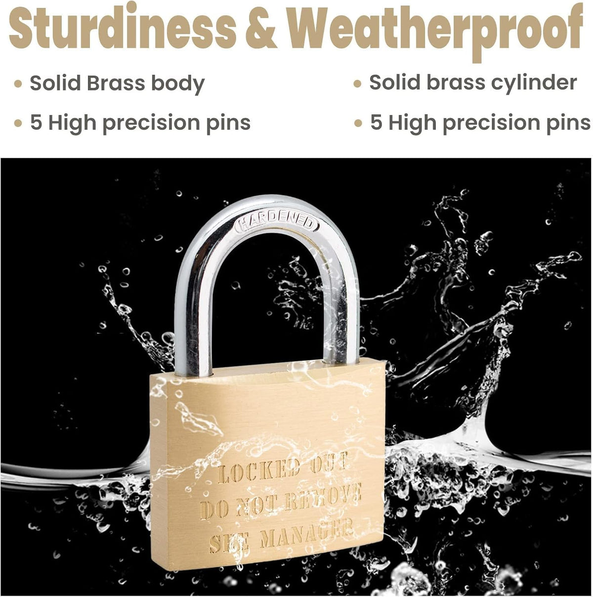Solid Brass Padlock 50mm Keyed Alike Pack of 2 L676347