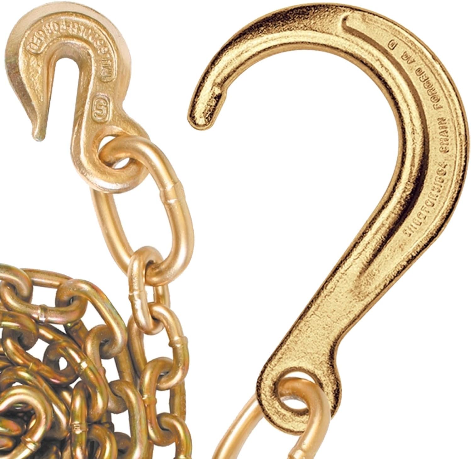 Tow Chain with Forged J Hook and Grab Hook, Grade 70, 6 Foot, Pack of 2 R12462