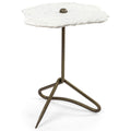 White Marble and Antique Gold Accent Table L1991