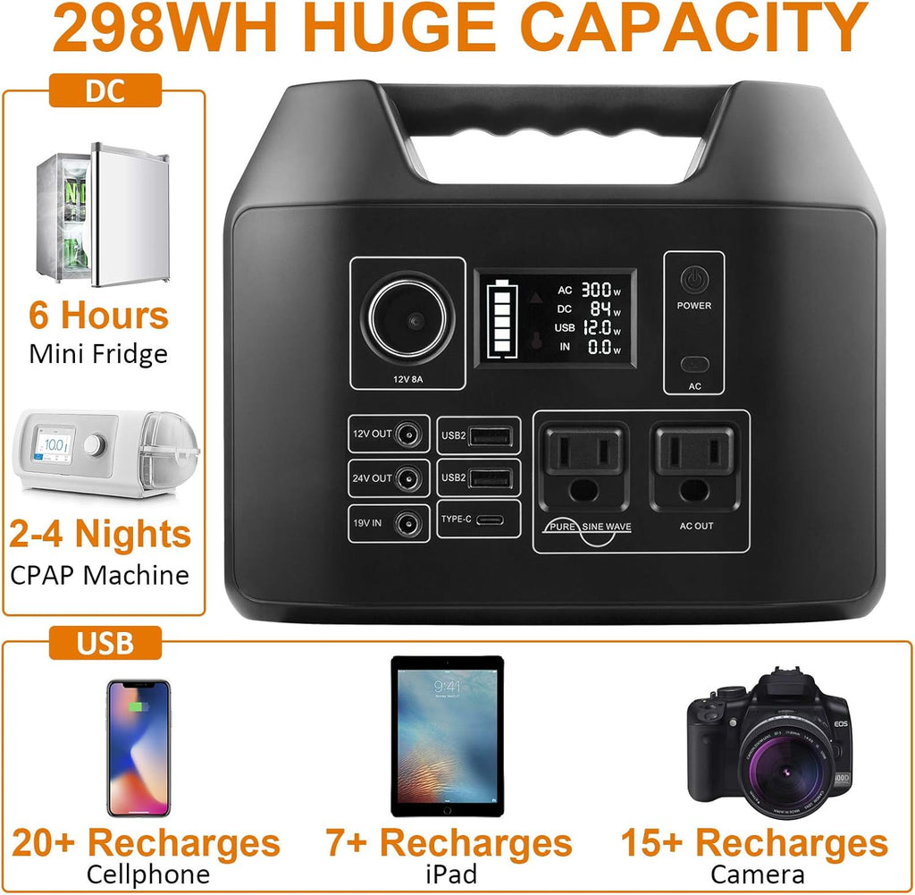 300W Portable Power Station 298Wh Lithium Battery with 8 Outputs P85671