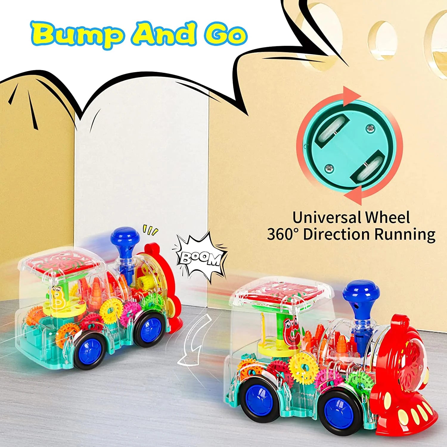 Battery-Powered Baby Train Toy with Light and Music F2588