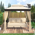 8.9 Ft. W x 5.9 Ft. D Outdoor Gazebo with Convertible Swing Bench, Double Roof Soft Canopy with Mosquito Netting C3609