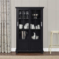Black Bookcase with Sliding Glass Doors E9127