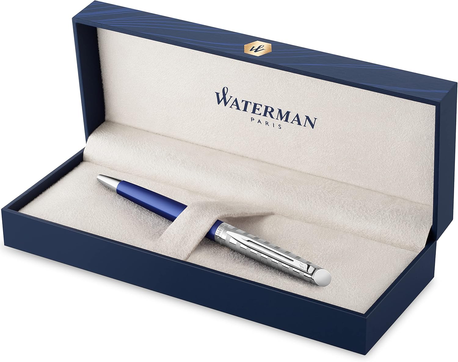 Stainless Steel Ballpoint Pen with Chrome Trim, Medium Point, Blue Ink Cartridge, Pack of 2 E94748