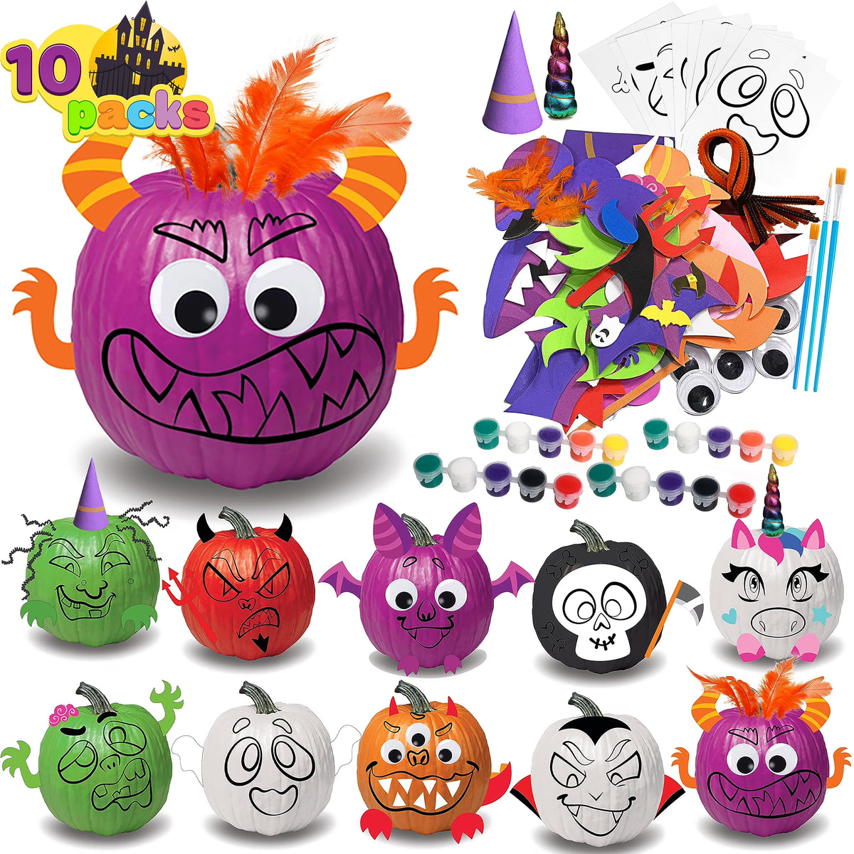 40 pcs Halloween 3D Pumpkin Decorating DIY Craft Kits for Kids T1702